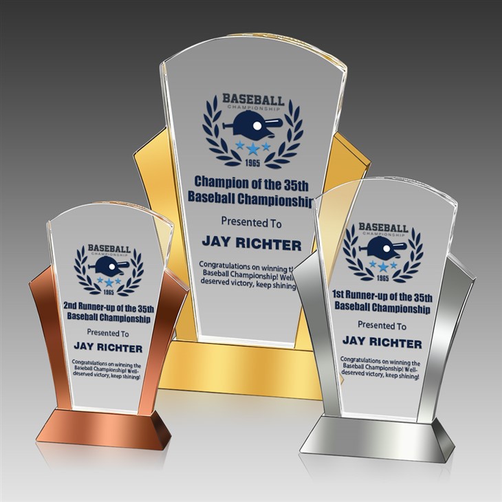 Crystal Plaque Sports Baseball Trophy